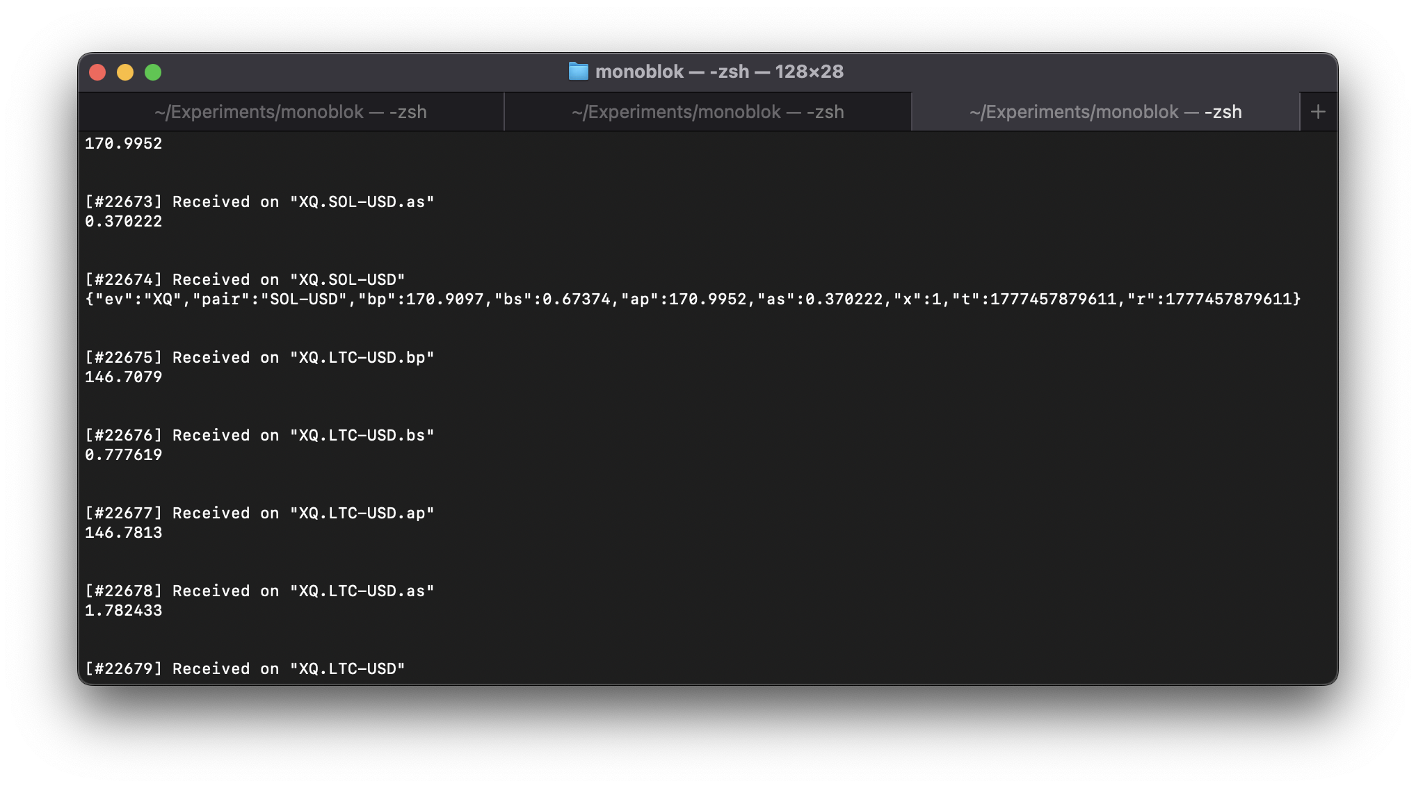 nats sub showing raw frames alongside demuxed scalar streams and stable mirrors